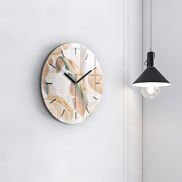 Horloge ronde Motif de feuille naturelle