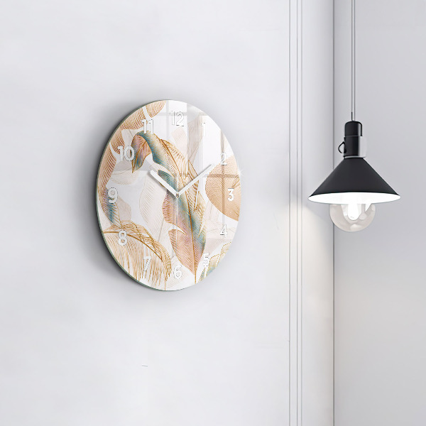 Horloge ronde Motif de feuille naturelle