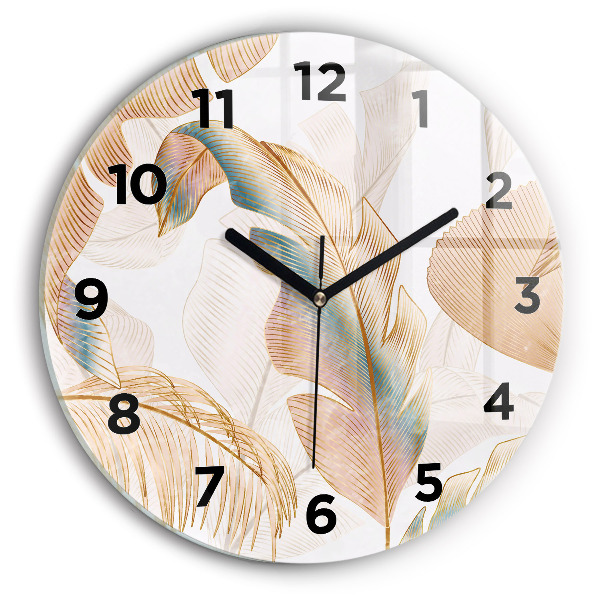 Horloge ronde Motif de feuille naturelle