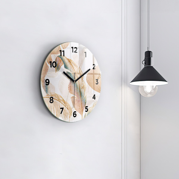 Horloge ronde Motif de feuille naturelle