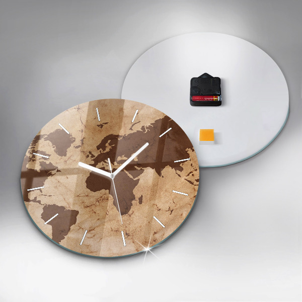 Horloge ronde Carte du monde vintage