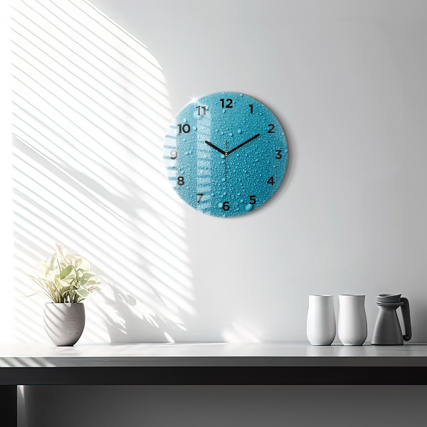 Horloge ronde 'Gouttes d''eau sur le verre'