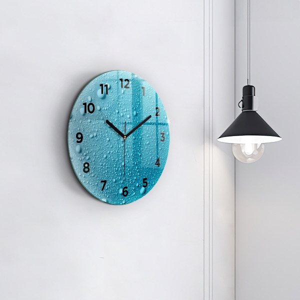 Horloge ronde 'Gouttes d''eau sur le verre'