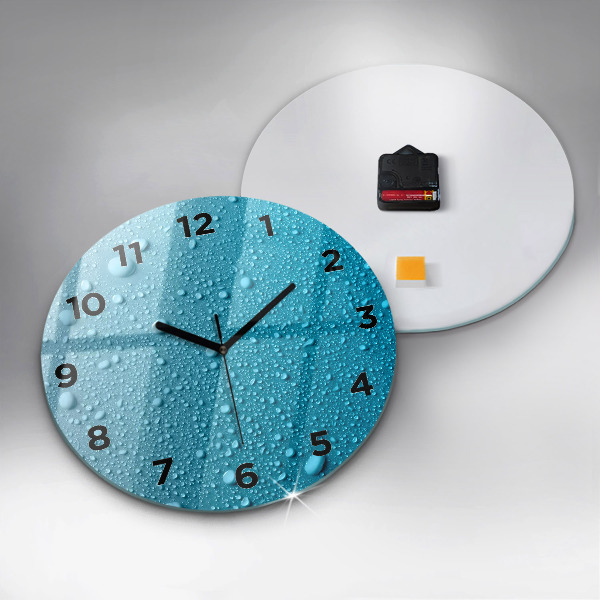 Horloge ronde 'Gouttes d''eau sur le verre'