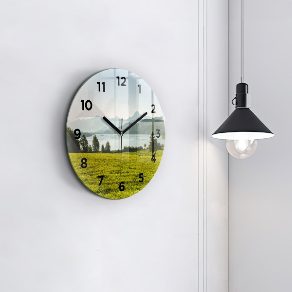Horloge ronde Montagnes et champs