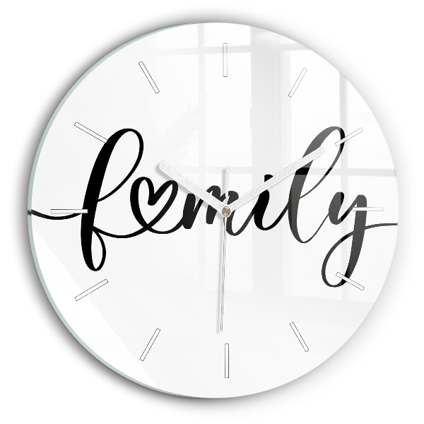 Horloge ronde Inscription familiale et coeur