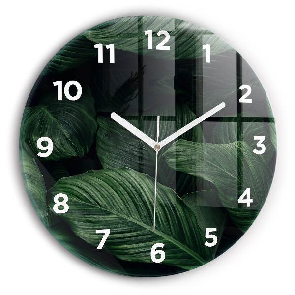 Pendule murale ronde Monstera tropical