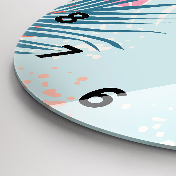 Pendule murale ronde Feuilles pastel – Tropiques