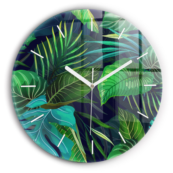 Pendule murale ronde Feuilles exotiques
