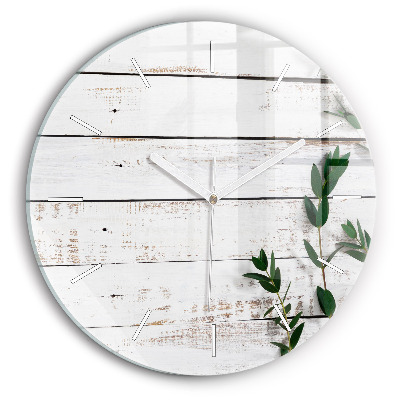 Pendule murale ronde Planches en bois clair