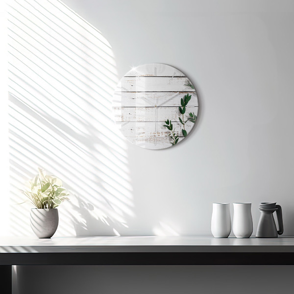 Pendule murale ronde Planches en bois clair