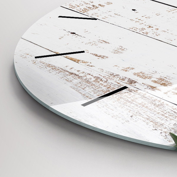 Pendule murale ronde Planches en bois clair