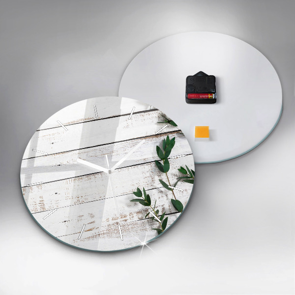 Pendule murale ronde Planches en bois clair