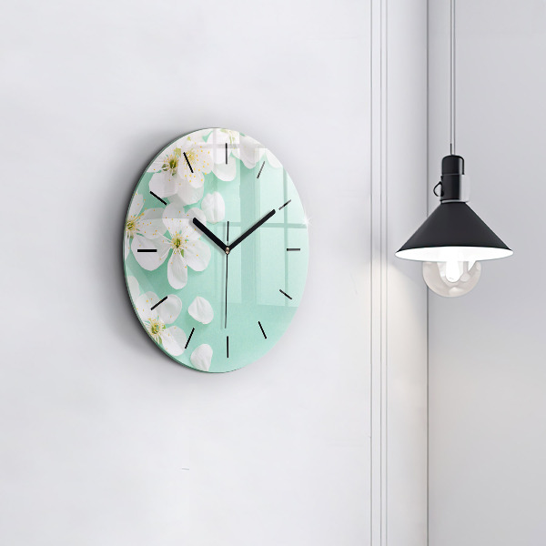 Pendule murale ronde Fleurs de pommier en fleurs