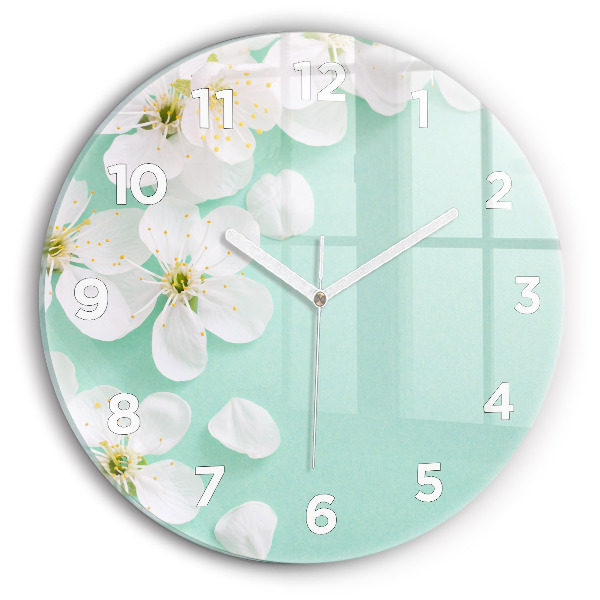 Pendule murale ronde Fleurs de pommier en fleurs