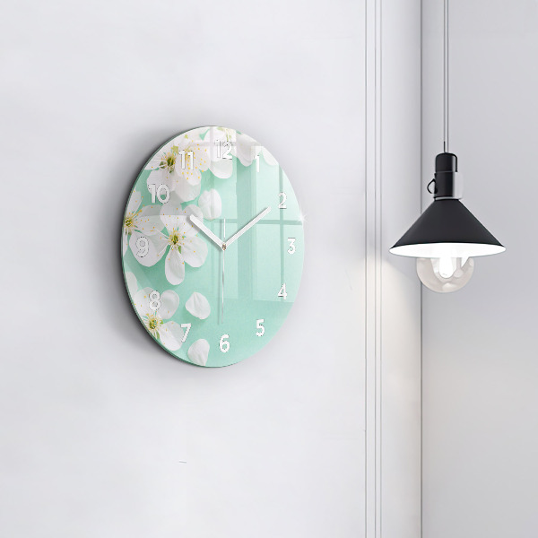 Pendule murale ronde Fleurs de pommier en fleurs