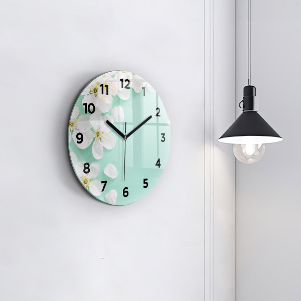 Pendule murale ronde Fleurs de pommier en fleurs