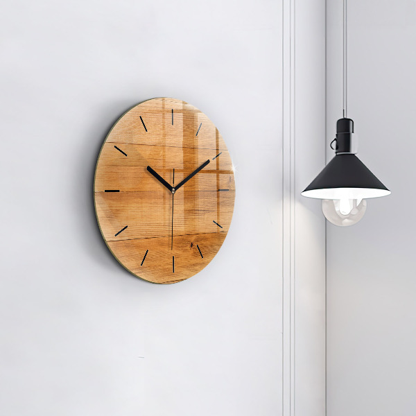 Pendule murale ronde planches de bois