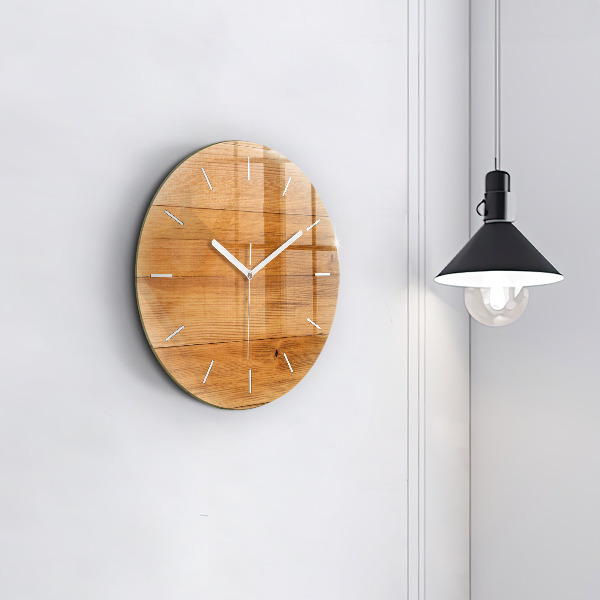 Pendule murale ronde planches de bois