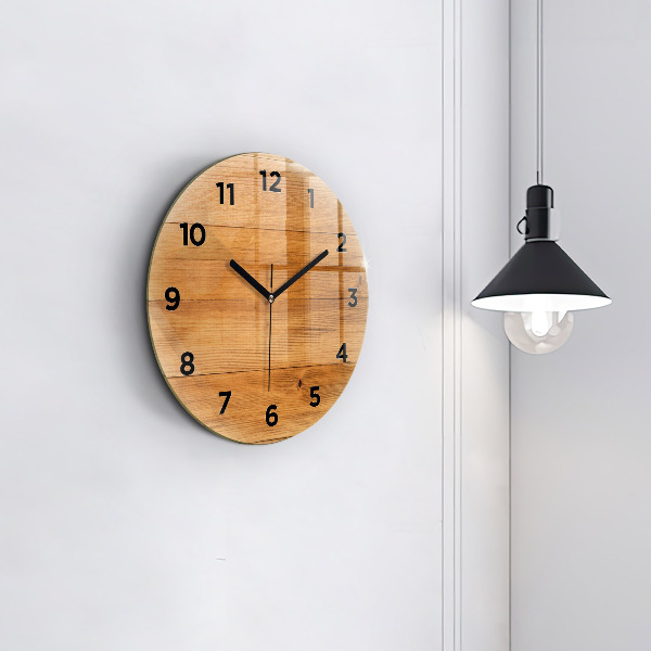 Pendule murale ronde planches de bois