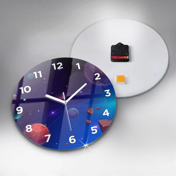 Pendule murale ronde Planètes galaxie