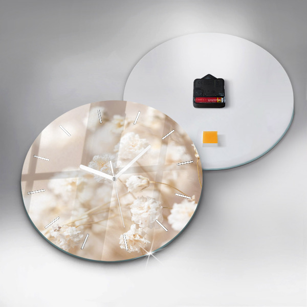 Pendule murale ronde Petites fleurs blanches