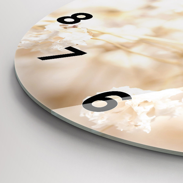 Pendule murale ronde Petites fleurs blanches