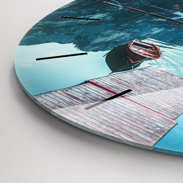 Pendule murale ronde Bateaux sur le lac