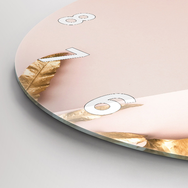 Pendule murale ronde Feuilles tropicales dorées