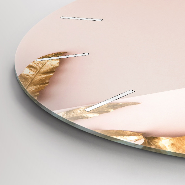 Pendule murale ronde Feuilles tropicales dorées