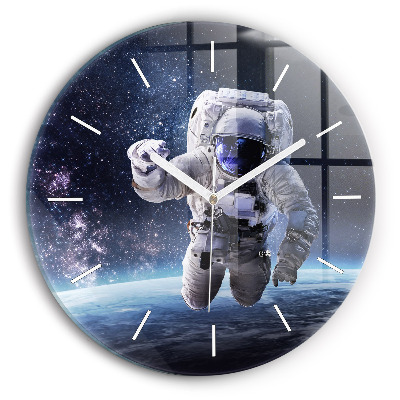 Pendule murale ronde Astronaute au-dessus de la Terre