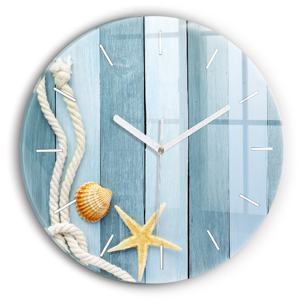 Pendule murale ronde Planches, rayures et coque