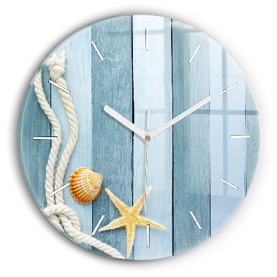 Pendule murale ronde Planches, rayures et coque