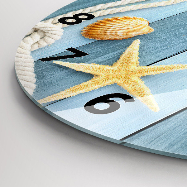 Pendule murale ronde Planches, rayures et coque