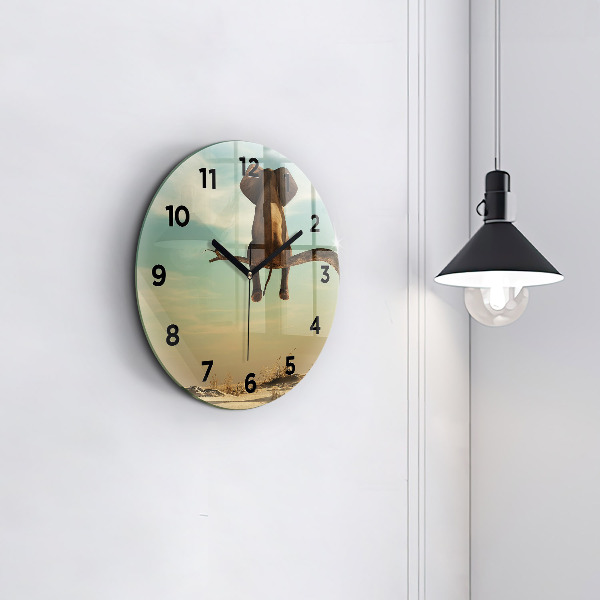 Pendule murale ronde Éléphant sur un arbre