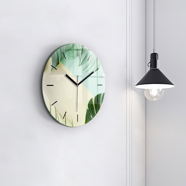 Pendule murale ronde Feuilles de Monstera