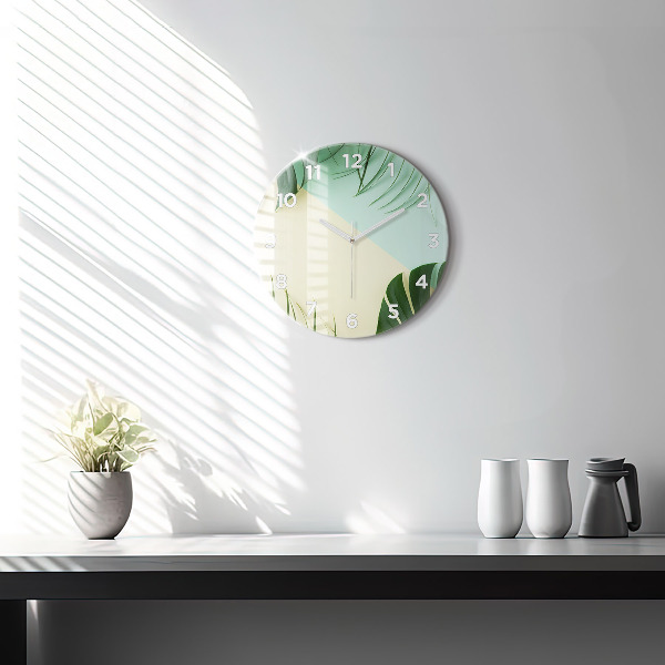 Pendule murale ronde Feuilles de Monstera