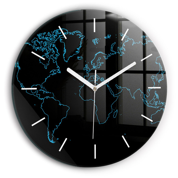 Pendule murale ronde Contours de la carte du monde