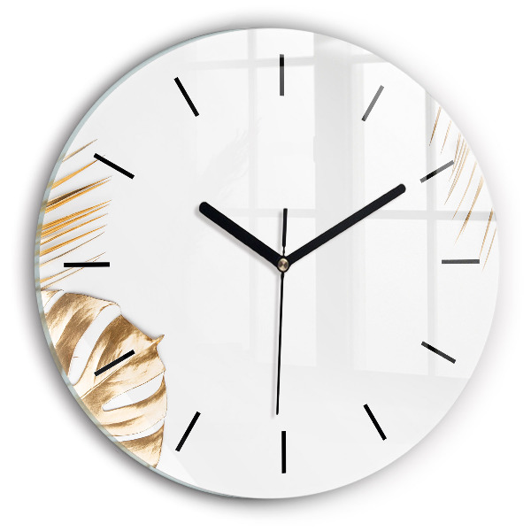 Pendule murale ronde feuilles tropicales