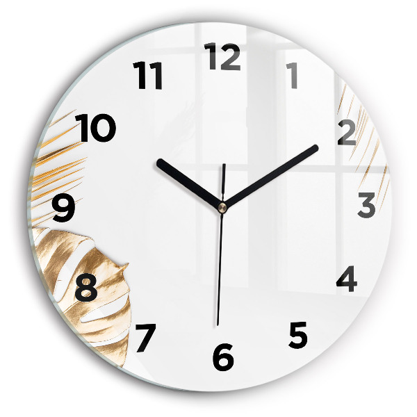 Pendule murale ronde feuilles tropicales