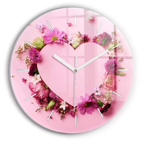 Pendule murale ronde Coeur de fleurs