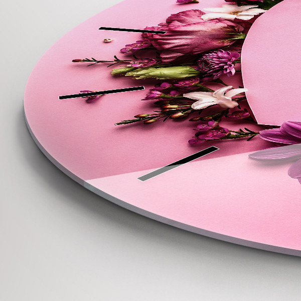 Pendule murale ronde Coeur de fleurs