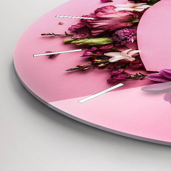 Pendule murale ronde Coeur de fleurs