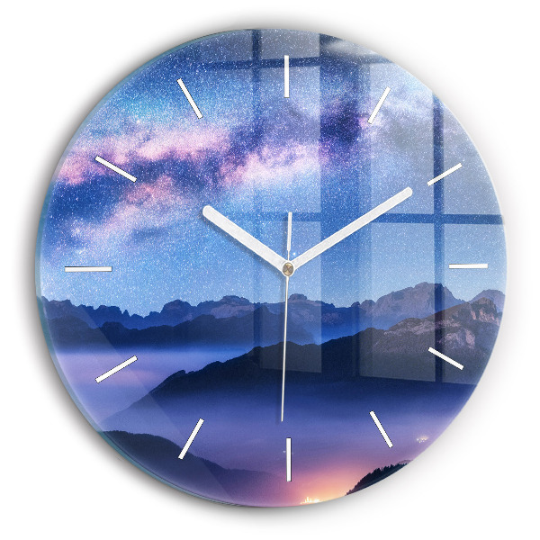 Pendule murale ronde Voie lactée et montagnes