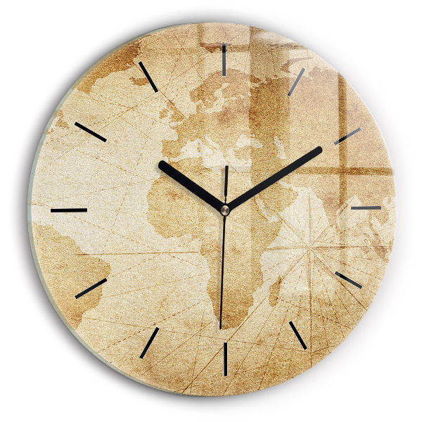 Pendule murale ronde Carte du monde vintage
