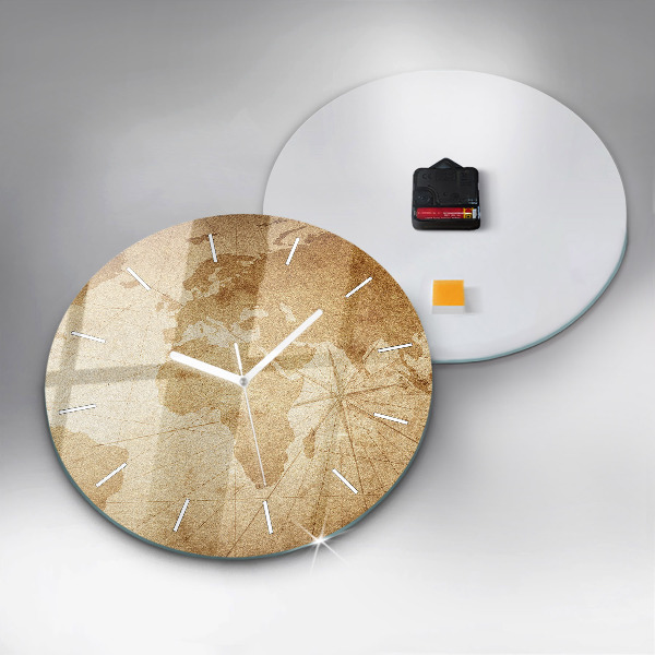 Pendule murale ronde Carte du monde vintage