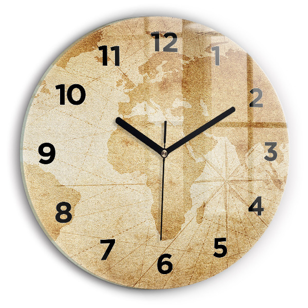 Pendule murale ronde Carte du monde vintage