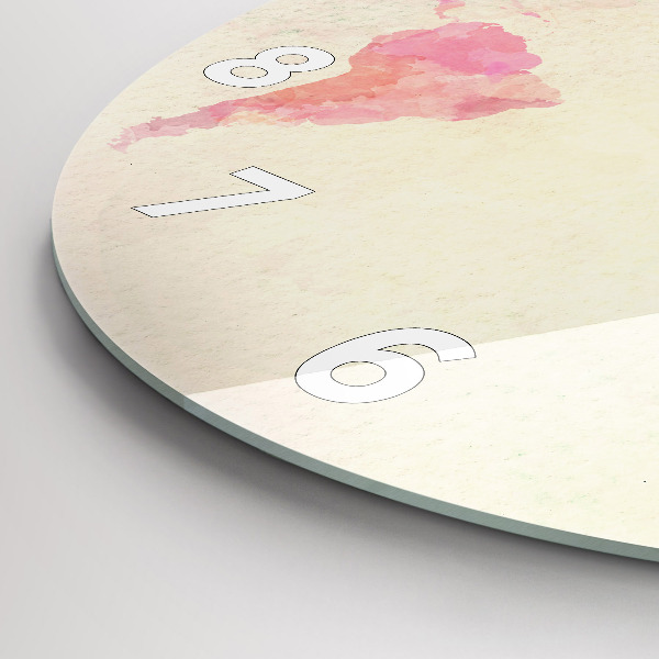 Pendule murale ronde 'Carte du monde à l''aquarelle'