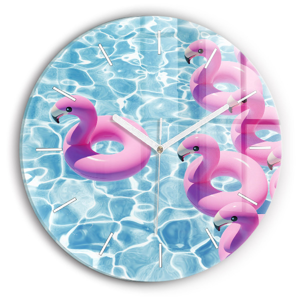 Pendule murale ronde Gonflables flamants roses
