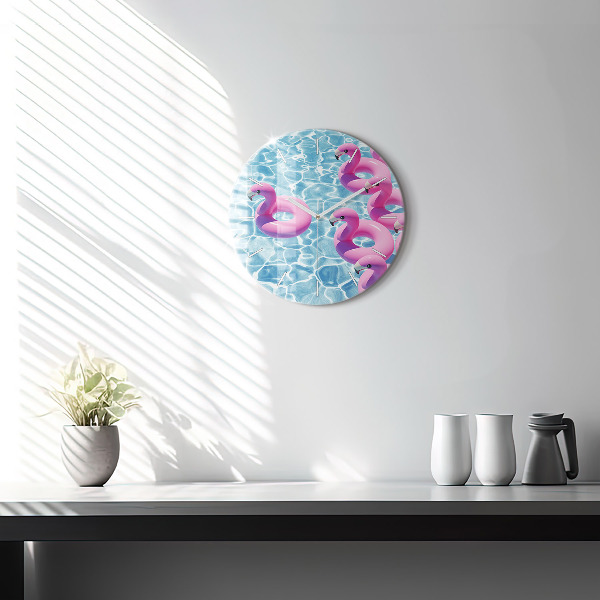 Pendule murale ronde Gonflables flamants roses